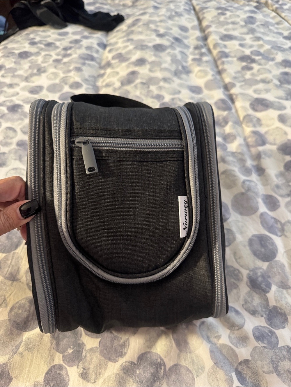 Black Travel Makeup Organizer with Gray Trim